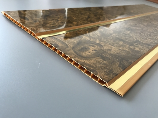 panneaux de PVC de plafond d'épaisseur de 7mm avec deux lignes d'or caractéristiques non inflammables 