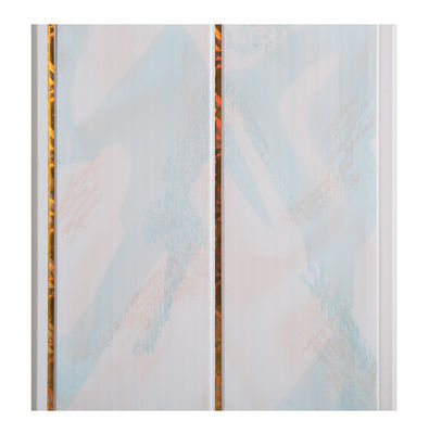 20 cm de largeur panneau de plafond en PVC à rainure moyenne Panneaux imperméables pour salles de bains / Panneaux de plafond imperméables pour salles de bains avec lignes dorées