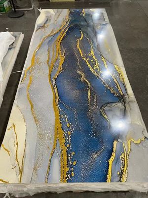 Panneau mural en marbre revêtu de UV résistant à l'eau très brillant pour mur intérieur
