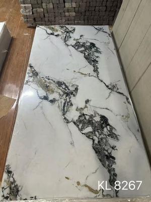 Lamina marbre UV panneau UV marbre brillant 1,22 × 2,44m panneau de paré SPC hoja de marbre estampage à chaud panneau mural en PVC marbre