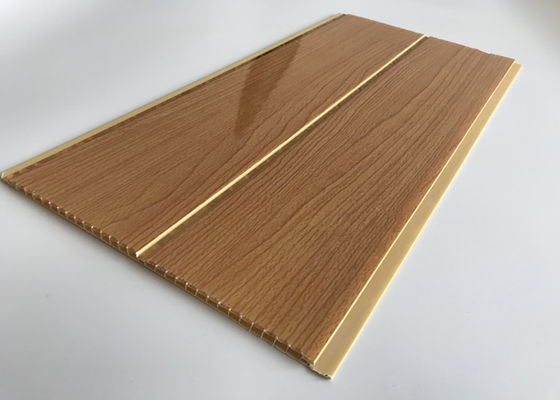 Panneaux en PVC imitation bois avec rainure centrale, faciles à installer, couleur bois, panneaux en PVC Surface ignifuge