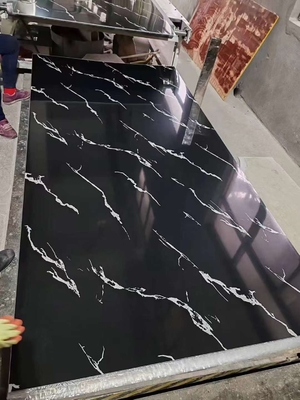 couches de marbre PVC UV noir couverture murale intérieure la moins chère