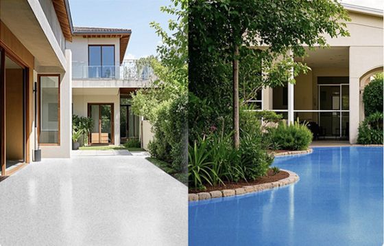 Facile à installer Peinture de sol de sable de couleur époxy pour l'extérieur en utilisant deux parties de peinture époxy au quartz Plancher époxy de couleur